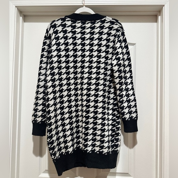 Lulus Truly Iconic Black and White Houndstooth Cardigan Sweater Dress - Picture 7 of 7